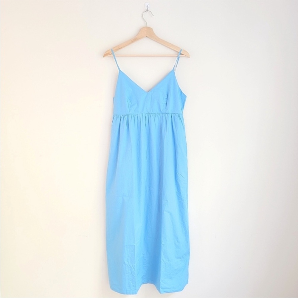 Qu NWT Quince 100% Organic Cotton Sleeveless Maxi Dress, Cornflower Blue, S